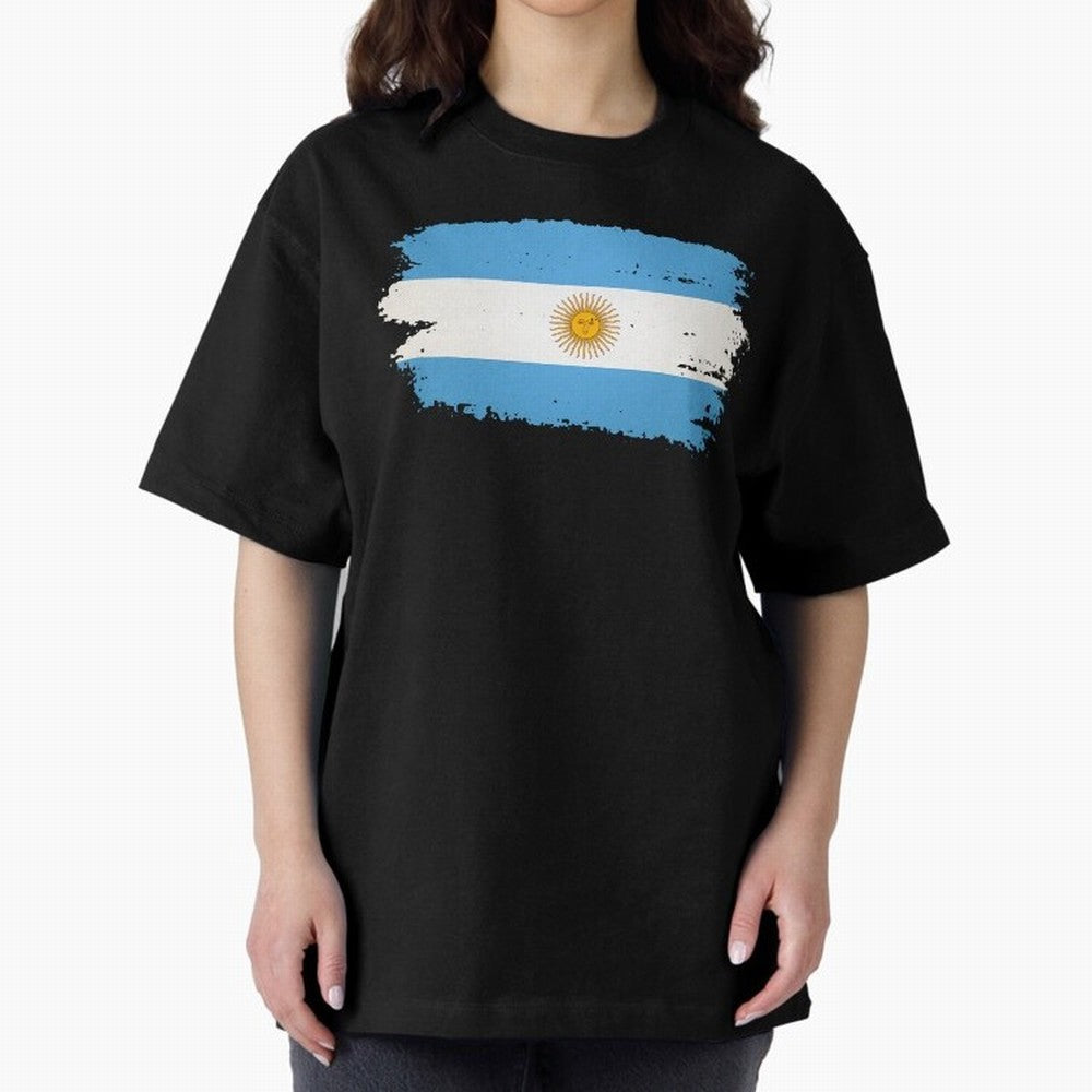 ARGENTINIAN FLAG PRINT Oversized T-Shirt Celebrate Unforgettable Nights in Global Football Passion for FIFA World Cup 2026 USA Canada Mexico, Driven by Neymar, Haaland and Cristiano Ronaldo, Argentina, France and Brazil, Football Festival