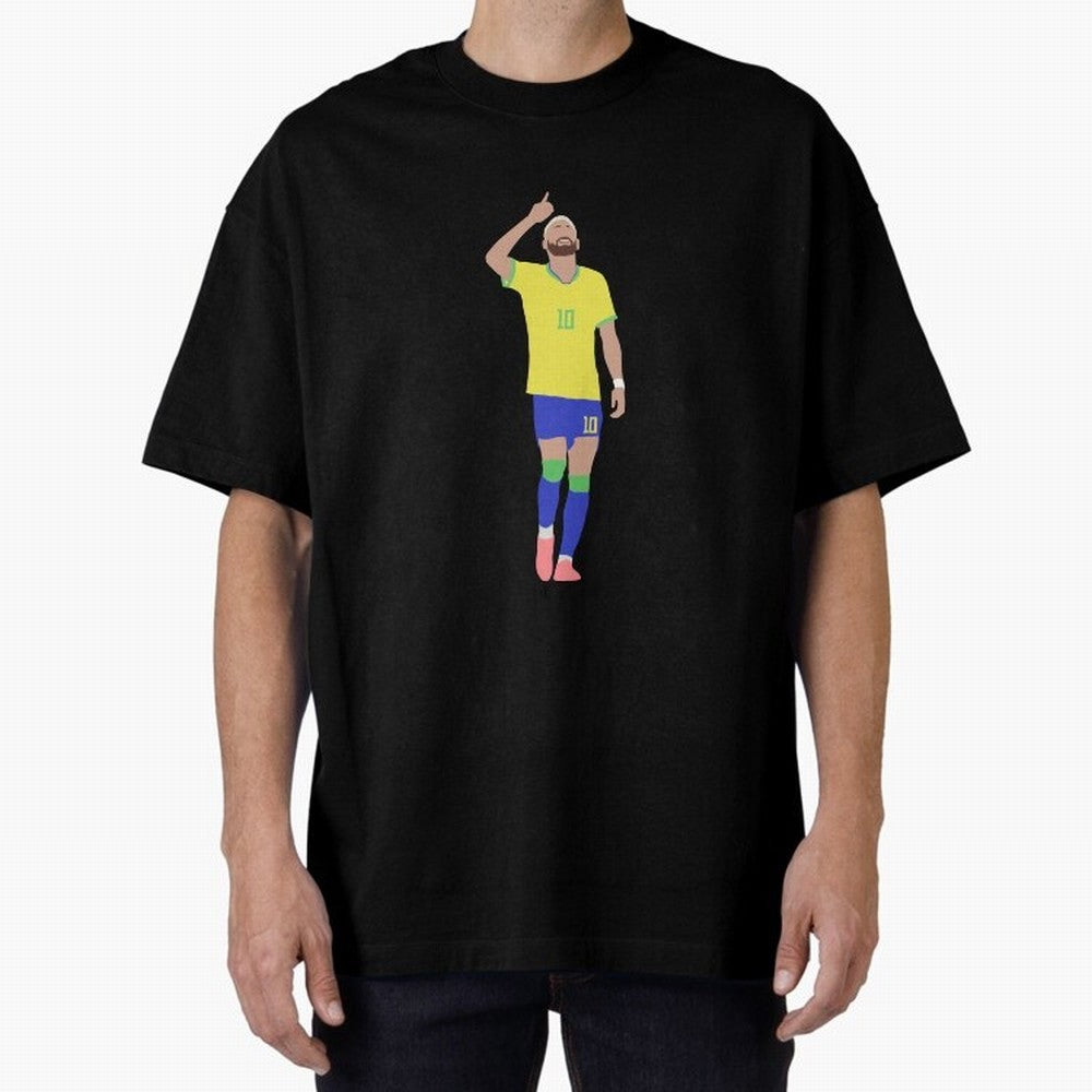 Neymar Brazil Football Captain Oversized T-Shirt Celebrate Soccer Greatness during FIFA World Cup 2026 USA Canada Mexico Filled with Mbappe and Neymar, Portugal, Spain and Germany Energy, Stadium Chants, National Pride, Trophy Dreams and