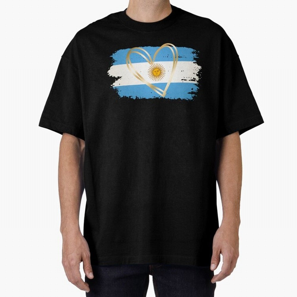 ARGENTINA FLAG WITH GOLDEN HEART Classic T-Shirt Share the FIFA World Cup 2026 Journey through CR7 and Messi Highlights, Brazil, Portugal and Argentina Pride, Fan Favorite Moments, National Team Passion, Big Match Drama and Soccer History; Ideal