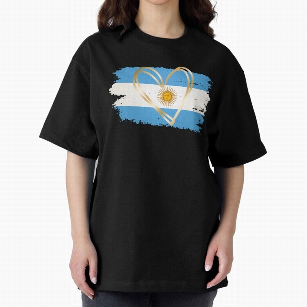 ARGENTINA FLAG WITH GOLDEN HEART Classic T-Shirt Share the FIFA World Cup 2026 Journey through CR7 and Messi Highlights, Brazil, Portugal and Argentina Pride, Fan Favorite Moments, National Team Passion, Big Match Drama and Soccer History; Ideal
