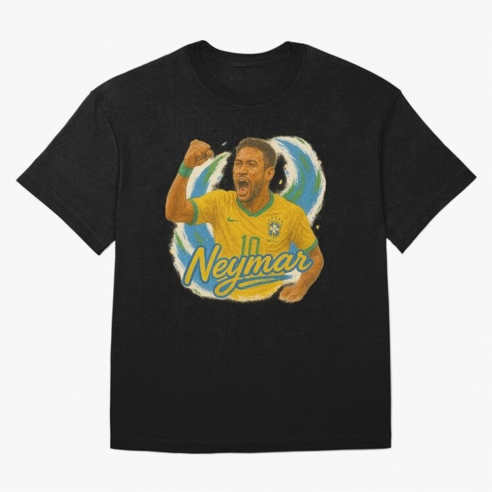 Neymar Brazil Art ¨C Dynamic Football Superstar Tribute Design	 Oversized T-Shirt Relive FIFA World Cup 2026 for Fans of Cristiano Ronaldo, Haaland and CR7 and Argentina, Bringing Game Day Rituals, Football Legends, Country Pride and the Road to