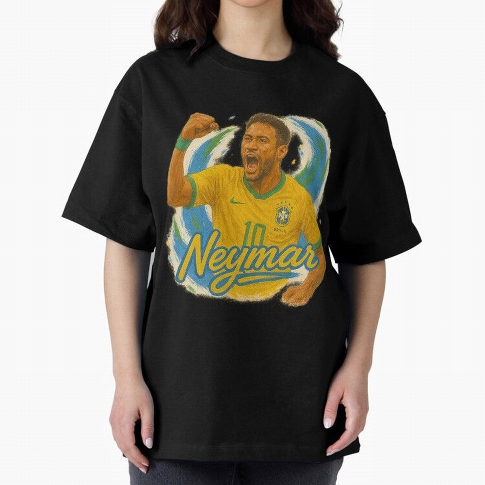 Neymar Brazil Art ¨C Dynamic Football Superstar Tribute Design	 Oversized T-Shirt Relive FIFA World Cup 2026 for Fans of Cristiano Ronaldo, Haaland and CR7 and Argentina, Bringing Game Day Rituals, Football Legends, Country Pride and the Road to