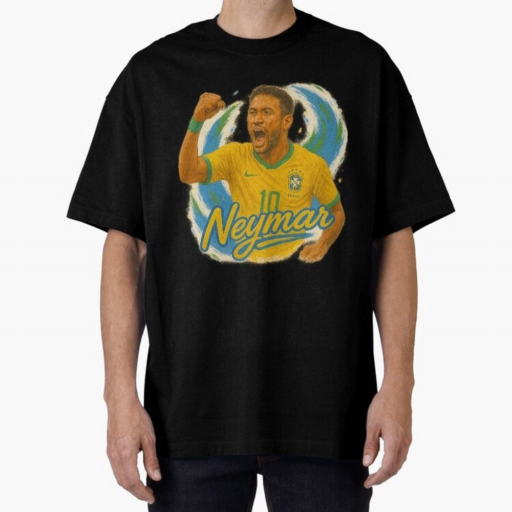 Neymar Brazil Art ¨C Dynamic Football Superstar Tribute Design	 Oversized T-Shirt Relive FIFA World Cup 2026 for Fans of Cristiano Ronaldo, Haaland and CR7 and Argentina, Bringing Game Day Rituals, Football Legends, Country Pride and the Road to