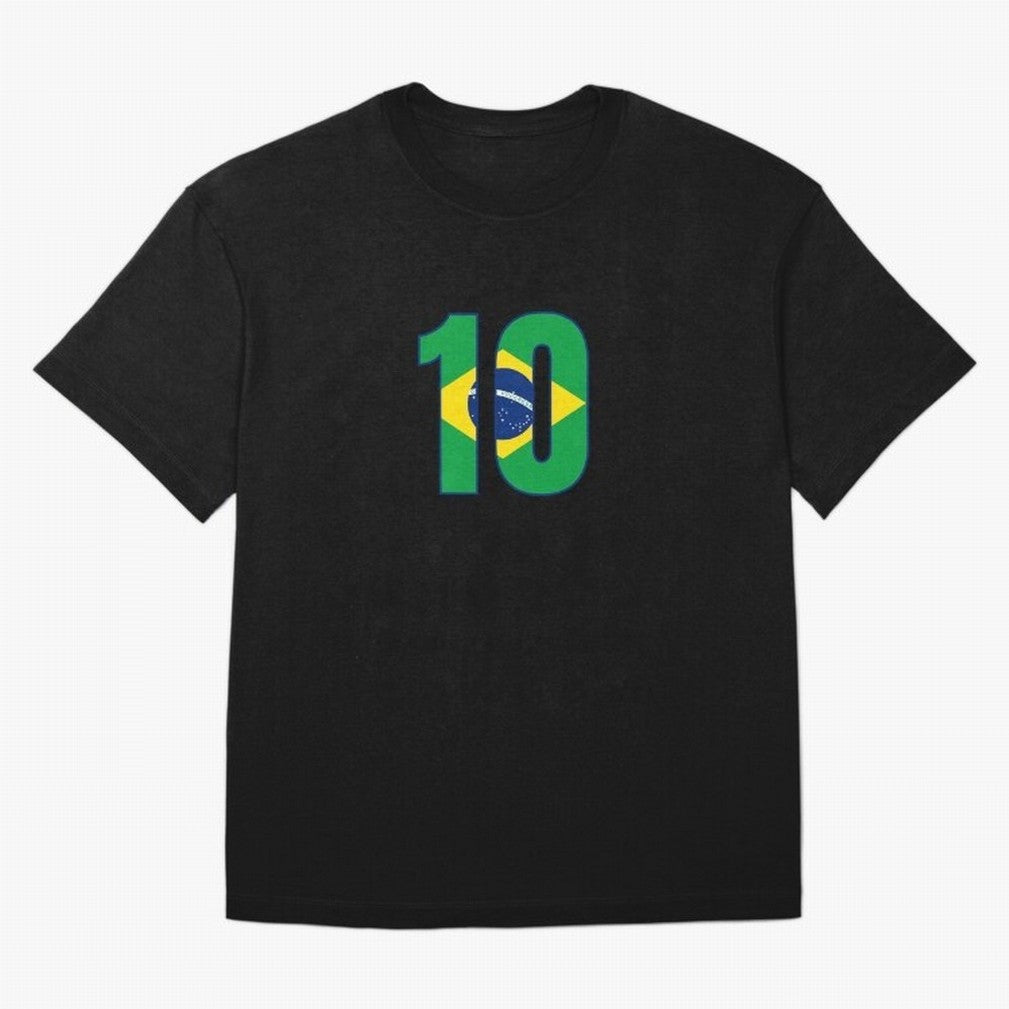 10 - Neymar JR - Brazil Flag Classic T-Shirt Keep the Legacy of FIFA World Cup 2026 with Haaland and Mbappe, Brazil, Portugal and Argentina Energy, Goal Celebration Energy, Supporter Heritage, Football Icons and Worldwide Tournament Joy; Created
