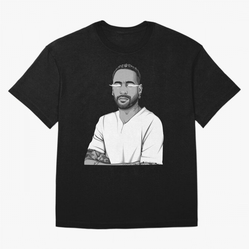 Neymar Jr. Black and White Version Oversized T-Shirt Feel the Trophy Chase of the FIFA World Cup 2026 USA Canada Mexico Journey through Cristiano Ronaldo Highlights, England, France and Netherlands Pride, Match Day Excitement, Supporter Culture,