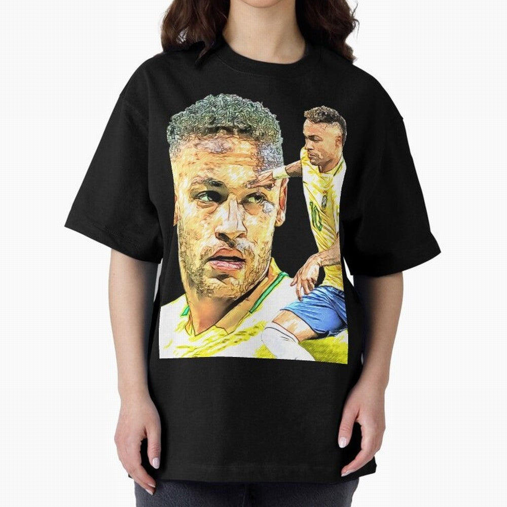 Neymar Futbol Oversized T-Shirt Treasure Match Day Hype around FIFA World Cup 2026, Mbappe and Neymar, Spain and Netherlands, Retro Football Energy, Iconic Rivalries, Trophy Chase Drama and Stadium Atmosphere; Ideal for Fans Who Follow Messi,