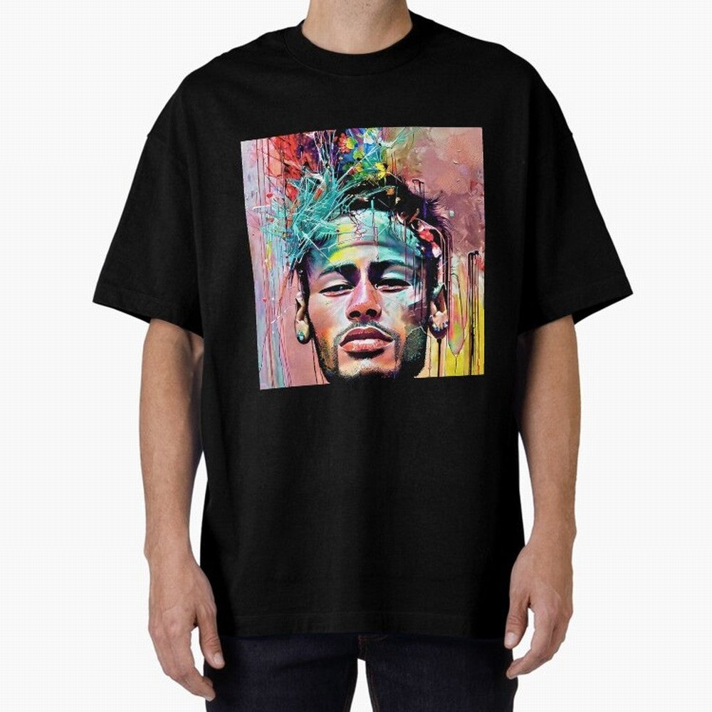 Colorful Neymar Oversized T-Shirt Show Your Love for FIFA World Cup 2026 Group Stage Featuring Cristiano Ronaldo, Argentina, France and Brazil Energy, Sports Nostalgia, International Competition, Famous Players and Unforgettable Victories; Perfect