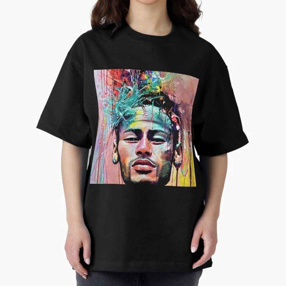 Colorful Neymar Oversized T-Shirt Show Your Love for FIFA World Cup 2026 Group Stage Featuring Cristiano Ronaldo, Argentina, France and Brazil Energy, Sports Nostalgia, International Competition, Famous Players and Unforgettable Victories; Perfect
