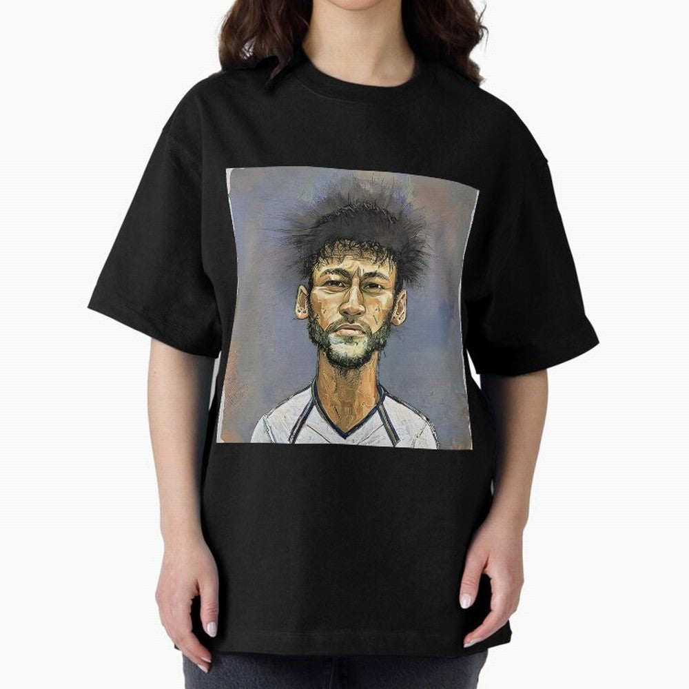 Portrait of neymar Oversized T-Shirt Celebrate Global Passion for FIFA World Cup 2026 Filled with Haaland, Portugal, Spain and Germany Energy, Global Supporter Spirit, Legendary Goals, National Colors and Tournament Celebration; Ideal for Fans Who