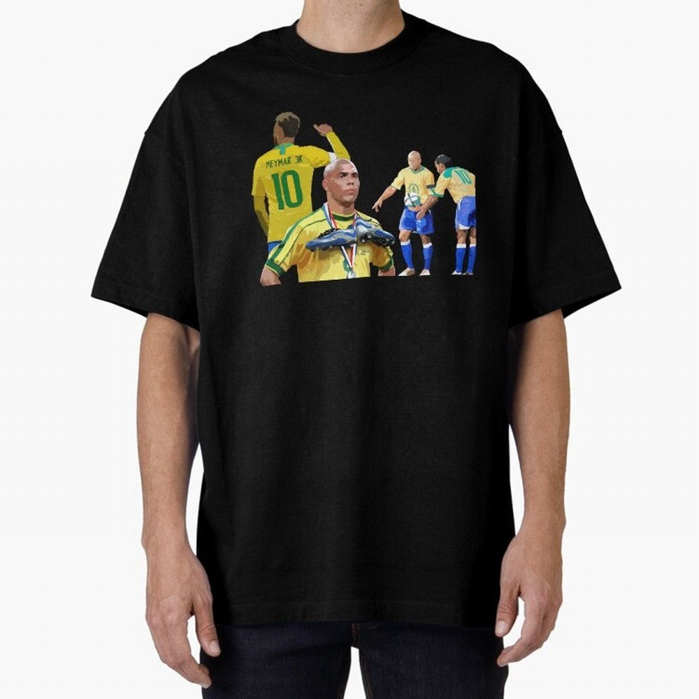 Brazilian Icons Oversized T-Shirt Show Your Love for FIFA World Cup 2026 Group Stage Featuring Cristiano Ronaldo, Argentina, France and Brazil Energy, Sports Nostalgia, International Competition, Famous Players and Unforgettable Victories; Perfect