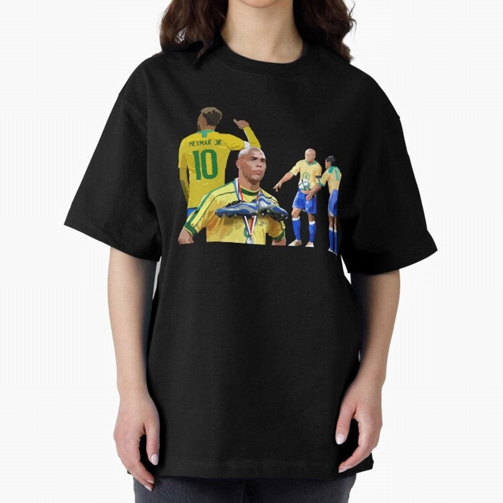 Brazilian Icons Oversized T-Shirt Show Your Love for FIFA World Cup 2026 Group Stage Featuring Cristiano Ronaldo, Argentina, France and Brazil Energy, Sports Nostalgia, International Competition, Famous Players and Unforgettable Victories; Perfect