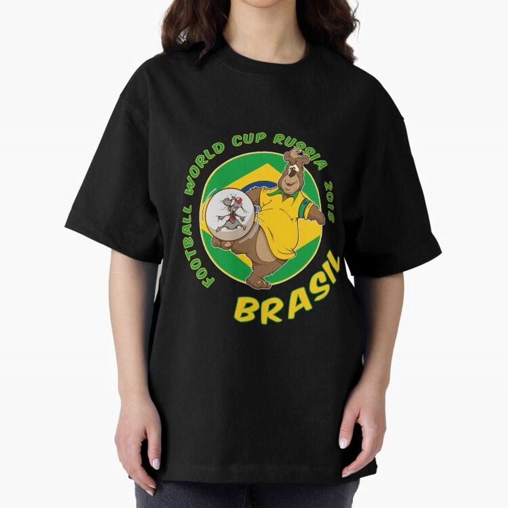 Football Russia 2018 World Cup Brazil T shirts and Merchandise Oversized T-Shirt Capture the FIFA World Cup 2026 Journey through Messi, CR7 and Mbappe Highlights, Brazil Pride, Retro Football Energy, Iconic Rivalries, Trophy Chase Drama and Stadium