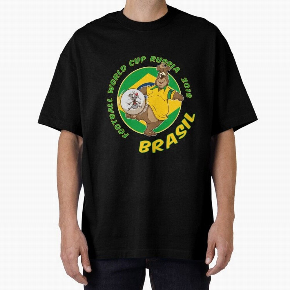 Football Russia 2018 World Cup Brazil T shirts and Merchandise Oversized T-Shirt Capture the FIFA World Cup 2026 Journey through Messi, CR7 and Mbappe Highlights, Brazil Pride, Retro Football Energy, Iconic Rivalries, Trophy Chase Drama and Stadium