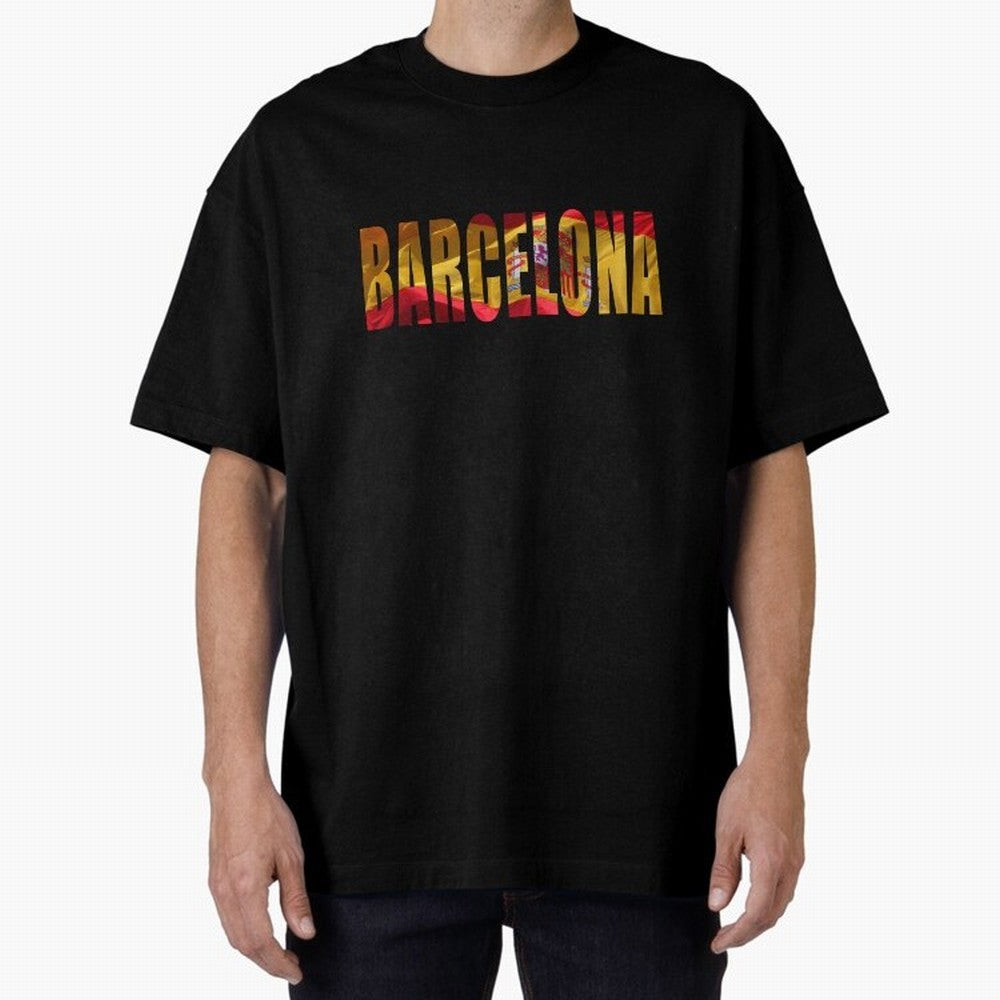 Barcelona city 2 Oversized T-Shirt Feel the Heartbeat of FIFA World Cup 2026 USA Canada Mexico Highlighting Messi, CR7 and Mbappe, Germany Energy, Football Festival Excitement, Trophy Ambitions, Country Rivalries and Star Player Buzz; Perfect for