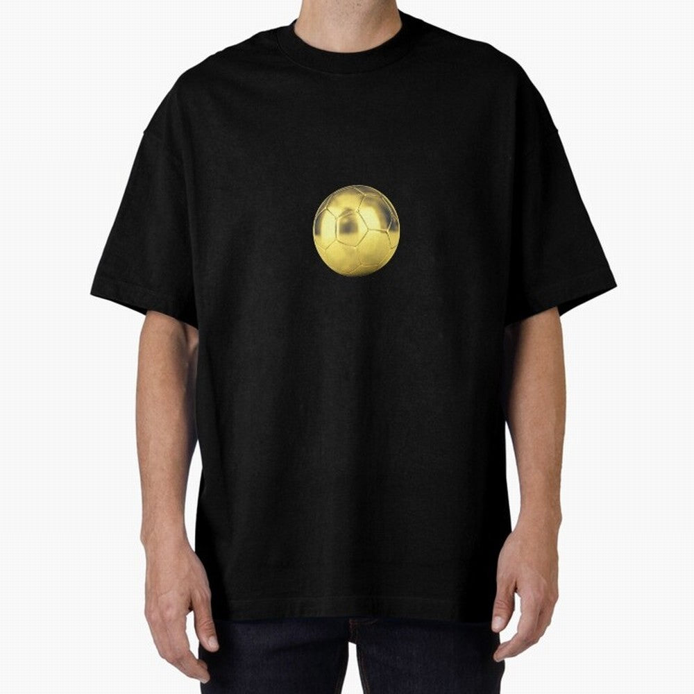 Gold Football | Golden Football Good Quality Oversized T-Shirt Celebrate Soccer Greatness during the FIFA World Cup 2026 USA Canada Mexico Journey through Mbappe Highlights, Brazil, Portugal and Argentina Pride, Game Day Rituals, Football Legends,