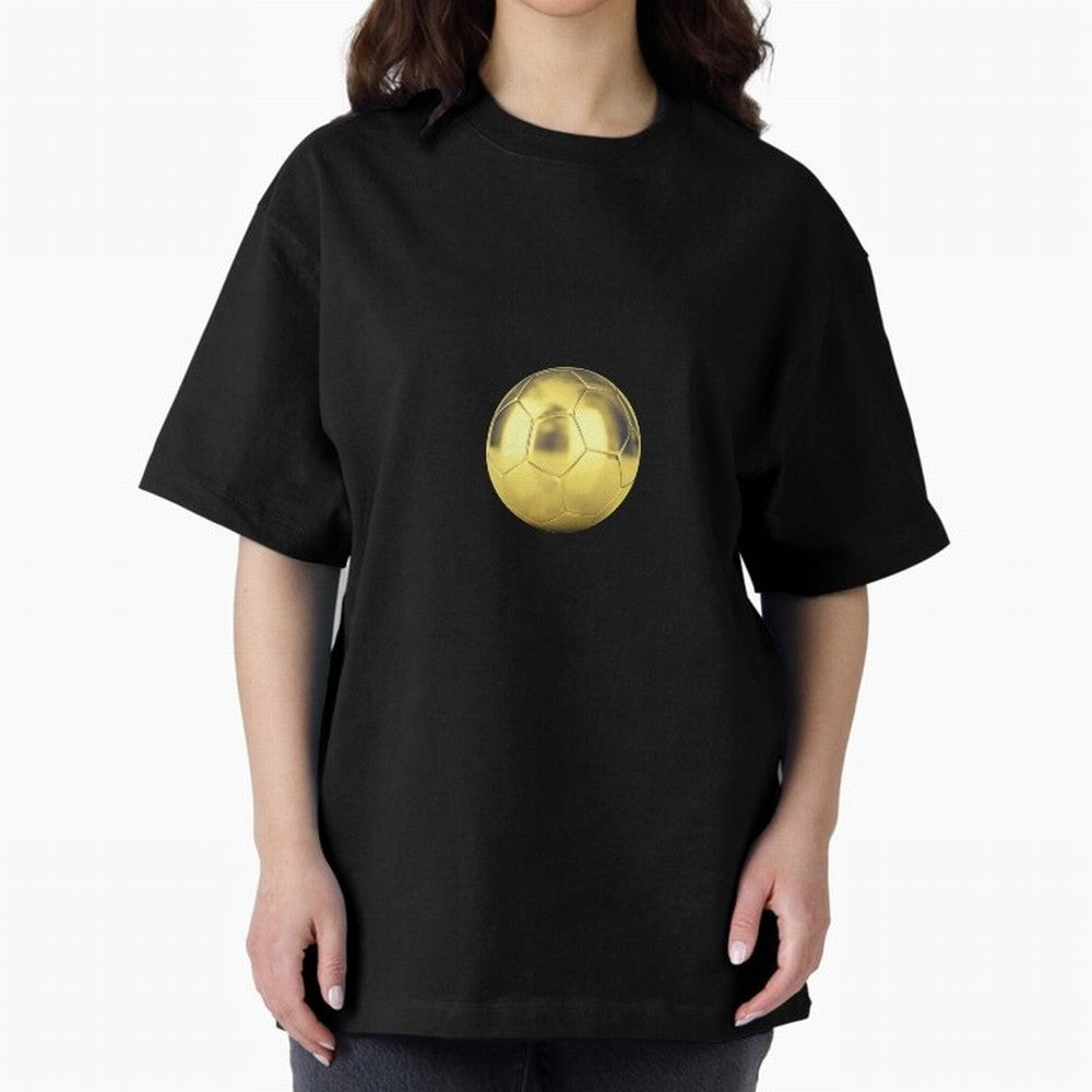 Gold Football | Golden Football Good Quality Oversized T-Shirt Celebrate Soccer Greatness during the FIFA World Cup 2026 USA Canada Mexico Journey through Mbappe Highlights, Brazil, Portugal and Argentina Pride, Game Day Rituals, Football Legends,