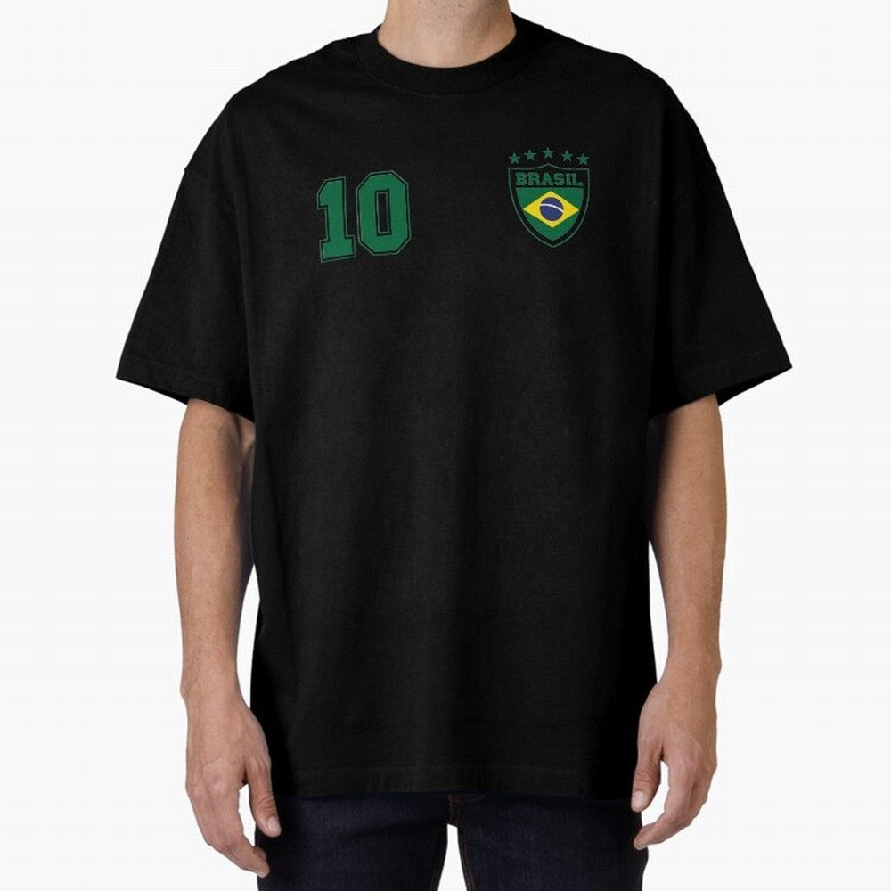 Classic Brasil Soccer No. 10 Brazil World Jersey Cup T Shirt Classic T-Shirt Build Global Football Passion for FIFA World Cup 2026 USA Canada Mexico, Inspired by Haaland and Mbappe, France and Portugal, Football Festival Excitement, Trophy