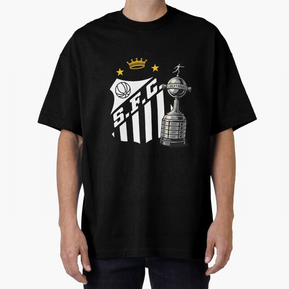 Santos Of Brazil With The Libertadores Cup Oversized T-Shirt Celebrate Classic Football Spirit in Match Day Hype around FIFA World Cup 2026 USA Canada Mexico, Mbappe, Brazil, Classic Soccer Heritage, Championship Pressure, Fan Loyalty and