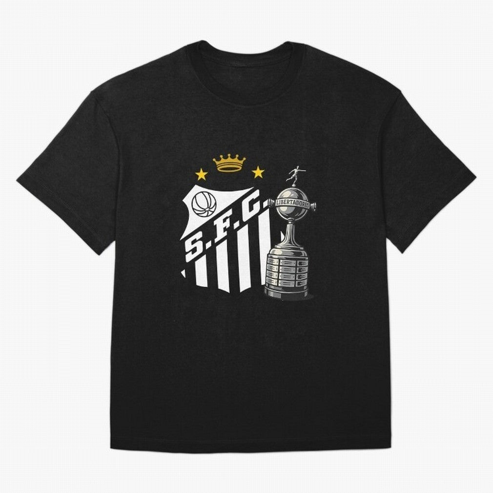 Santos Of Brazil With The Libertadores Cup Oversized T-Shirt Celebrate Classic Football Spirit in Match Day Hype around FIFA World Cup 2026 USA Canada Mexico, Mbappe, Brazil, Classic Soccer Heritage, Championship Pressure, Fan Loyalty and
