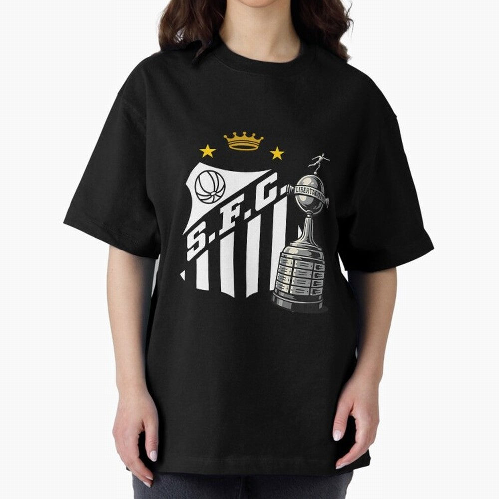 Santos Of Brazil With The Libertadores Cup Oversized T-Shirt Celebrate Classic Football Spirit in Match Day Hype around FIFA World Cup 2026 USA Canada Mexico, Mbappe, Brazil, Classic Soccer Heritage, Championship Pressure, Fan Loyalty and