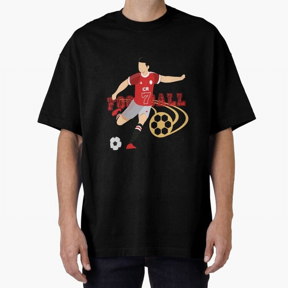 Ronaldo Football Icon Oversized T-Shirt Bring Bold Fan Energy to Global Football Passion for FIFA World Cup 2026 Group Stage, Inspired by Neymar, Haaland and Cristiano Ronaldo, England, Worldwide Fan Energy, Dramatic Goals, Stadium Lights and