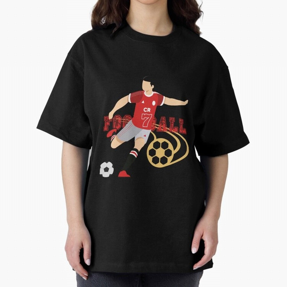 Ronaldo Football Icon Oversized T-Shirt Bring Bold Fan Energy to Global Football Passion for FIFA World Cup 2026 Group Stage, Inspired by Neymar, Haaland and Cristiano Ronaldo, England, Worldwide Fan Energy, Dramatic Goals, Stadium Lights and