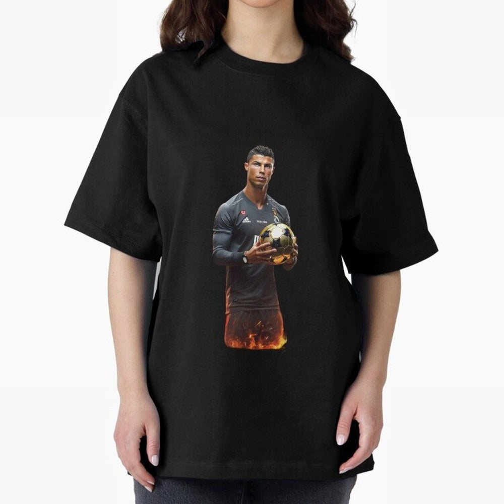Real Goat Cristiano Ronaldo Oversized T-Shirt Capture Stadium Memories from Match Day Hype around FIFA World Cup 2026 Group Stage, CR7, Germany, Worldwide Fan Energy, Dramatic Goals, Stadium Lights and Championship Celebrations; Perfect for Fans,