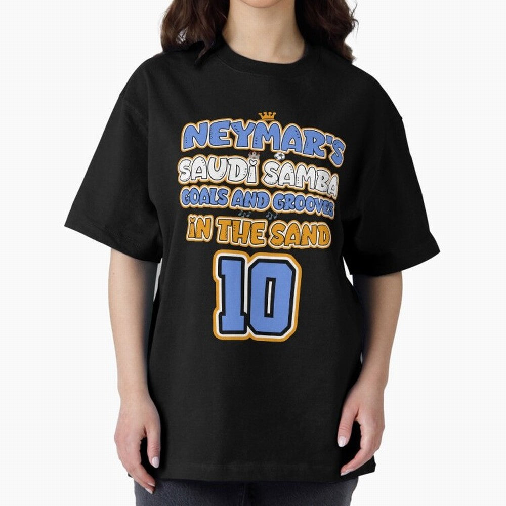 SAUDI SAMBA GOALS & GROOVES Oversized T-Shirt Feel the Roar of FIFA World Cup 2026 Group Stage Highlighting Mbappe and Neymar, Argentina Energy, Championship Spirit, Famous Goals, Roaring Crowds and International Football Unity; Perfect for People