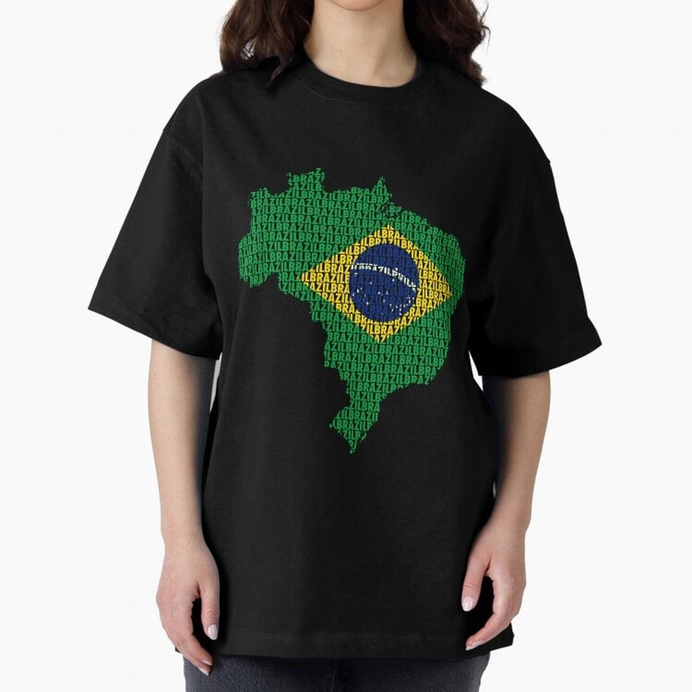 Map of Brazil (Brazil) Oversized T-Shirt Honor Football Greatness during Match Day Hype around FIFA World Cup 2026, Messi, CR7 and Mbappe, Brazil, Portugal and Argentina, Goal Celebration Energy, Supporter Heritage, Football Icons and Worldwide
