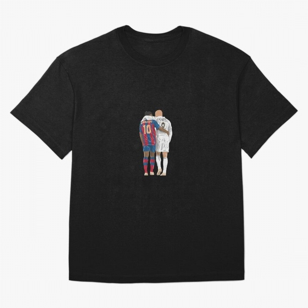 Ronaldinho, Ronaldo Minimalist Oversized T-Shirt Celebrate Fan Culture around FIFA World Cup 2026 USA Canada Mexico Connected to Mbappe and Neymar, Argentina and Brazil Energy, Classic Soccer Heritage, Championship Pressure, Fan Loyalty and