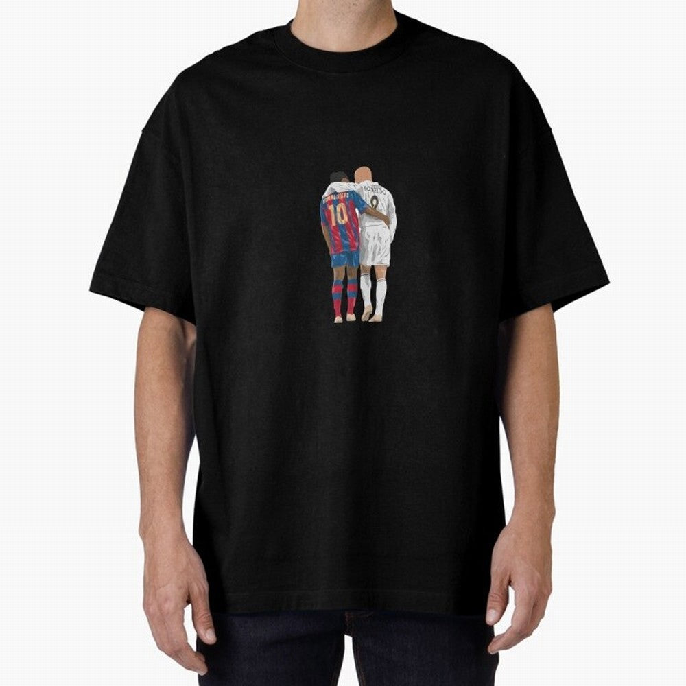 Ronaldinho, Ronaldo Minimalist Oversized T-Shirt Celebrate Fan Culture around FIFA World Cup 2026 USA Canada Mexico Connected to Mbappe and Neymar, Argentina and Brazil Energy, Classic Soccer Heritage, Championship Pressure, Fan Loyalty and
