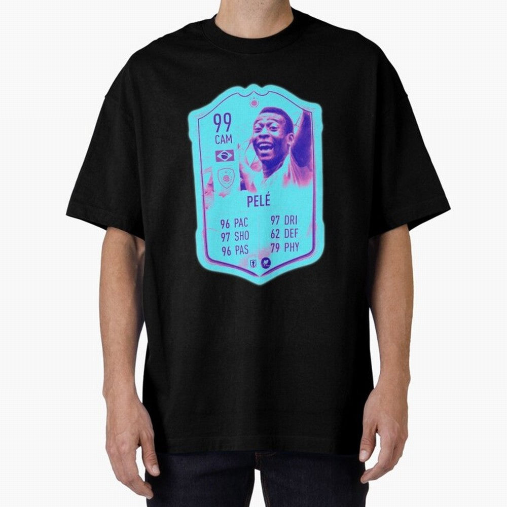 Pele Oversized T-Shirt Join the Global Buzz around Match Day Hype around FIFA World Cup 2026 USA Canada Mexico, Mbappe, Brazil, Portugal and Argentina, Vintage Soccer Flavor, Modern Football Stars, National Flags and Final Night Emotion; Created