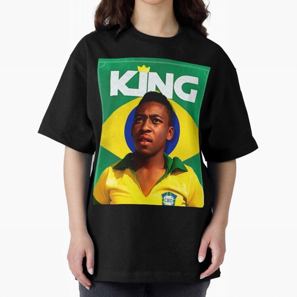 King Pele Oversized T-Shirt Fuel the Hype around FIFA World Cup 2026 Spirit, Celebrating Germany, Mbappe, Football Passion, Legendary Performances, Festival Vibes and Supporter Community; Ideal for Fans Who Follow Messi, Cristiano Ronaldo, CR7,