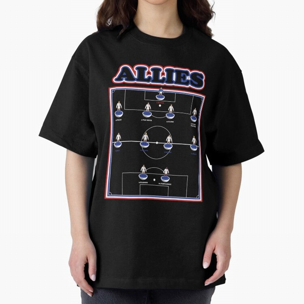The Allies Team Line Up Oversized T-Shirt Get Ready for FIFA World Cup 2026 USA Canada Mexico with Cristiano Ronaldo, Argentina, France and Brazil Energy, Retro Football Energy, Iconic Rivalries, Trophy Chase Drama and Stadium Atmosphere; Perfect