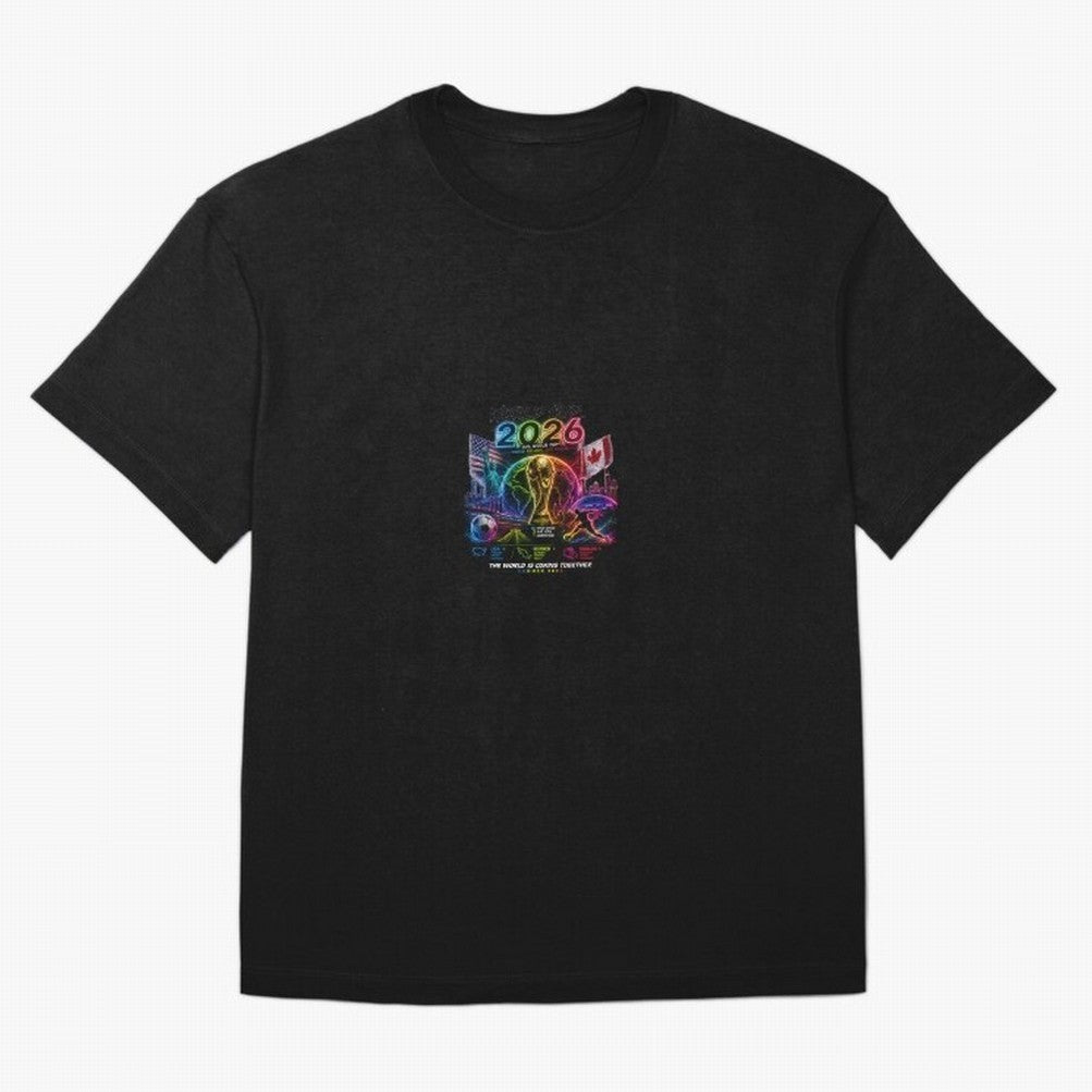 World Cup 2026 ¨C United Passion ?? | Neon Football Design Classic T-Shirt Back Your Heroes with FIFA World Cup 2026 Group Stage Highlighting Messi, CR7 and Mbappe, England Energy, Supporter Pride, Iconic Celebrations, Legendary Names and Global