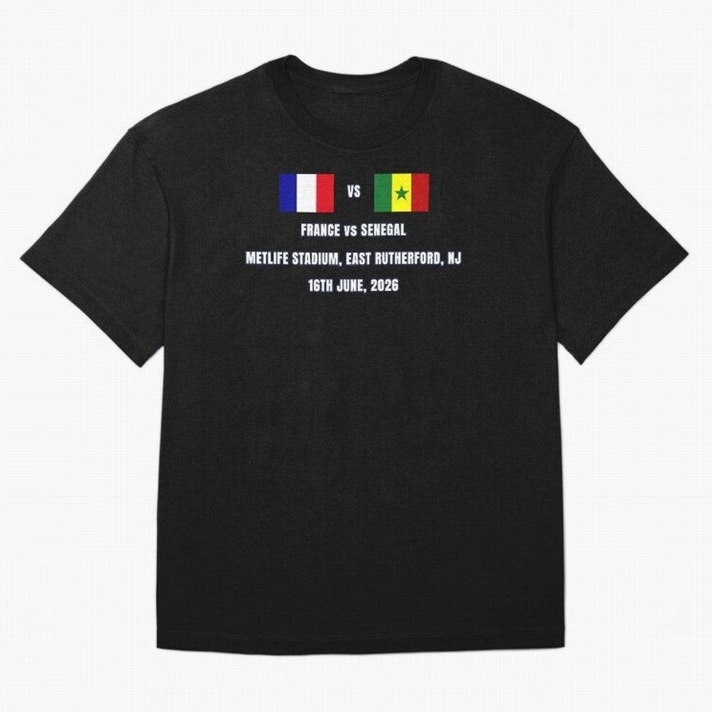 France vs Senegal 16 June 2026 ¨C Football Match Design East Rutherford Classic T-Shirt Feel Match Day Hype around FIFA World Cup 2026, Haaland, Argentina, Football Festival Excitement, Trophy Ambitions, Country Rivalries and Star Player Buzz;