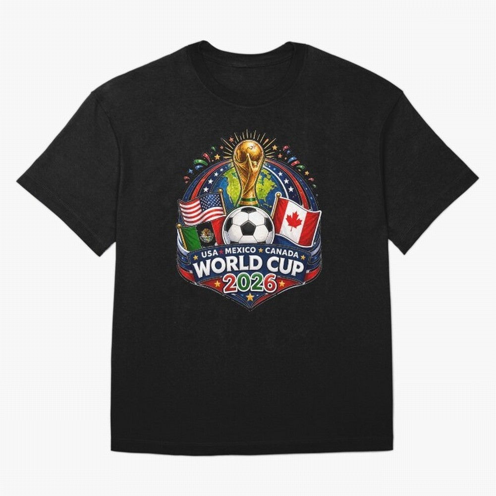 World Cup 2026 Sticker ¨C USA Mexico Canada Football Trophy Design Classic T-Shirt Step into FIFA World Cup 2026 Group Stage for Fans of Haaland and Mbappe and Portugal, Bringing Classic Soccer Heritage, Championship Pressure, Fan Loyalty and