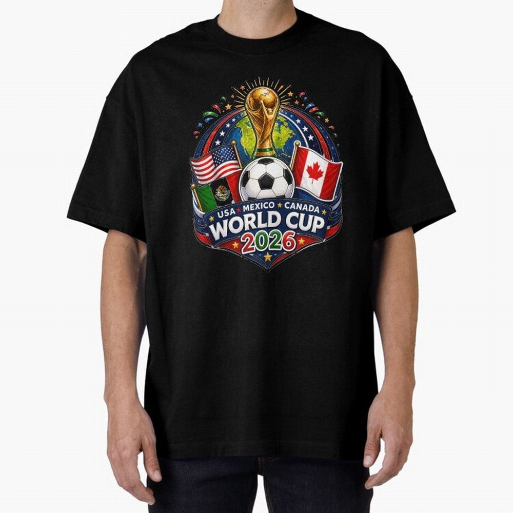 World Cup 2026 Sticker ¨C USA Mexico Canada Football Trophy Design Classic T-Shirt Step into FIFA World Cup 2026 Group Stage for Fans of Haaland and Mbappe and Portugal, Bringing Classic Soccer Heritage, Championship Pressure, Fan Loyalty and