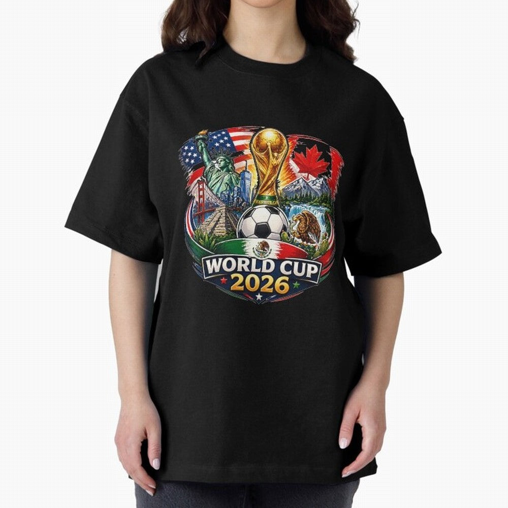 World Football 2026 USA Canada Mexico ¨C Soccer Fan Design Retro Travel Style Classic T-Shirt Stand with FIFA World Cup 2026 USA Canada Mexico for Fans of CR7 and Argentina, France and Brazil, Bringing Match Day Excitement, Supporter Culture,