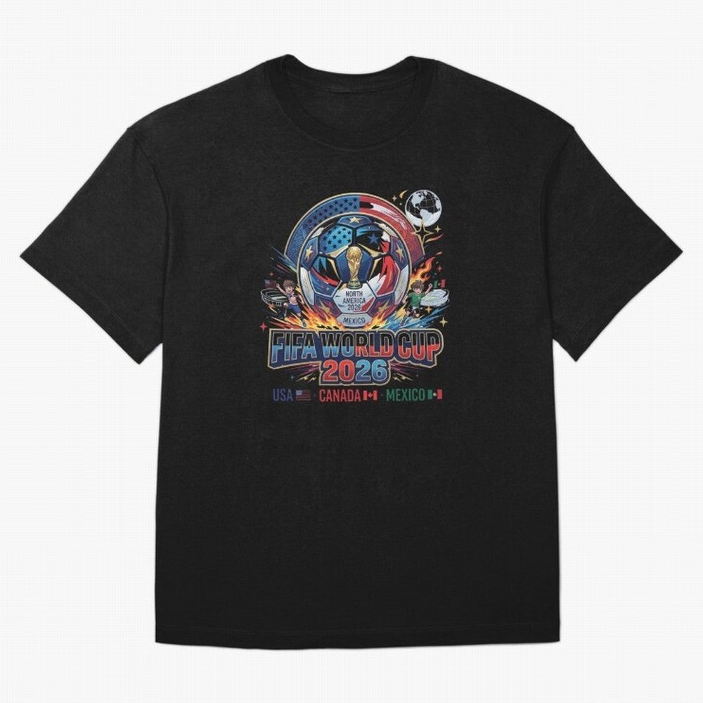 FIFA World Cup 2026 North America - USA Canada Mexico Soccer Classic T-Shirt Stand Out with Spirit from FIFA World Cup 2026 Spirit, Capturing Portugal, Spain and Germany, Mbappe, Championship Spirit, Famous Goals, Roaring Crowds and International
