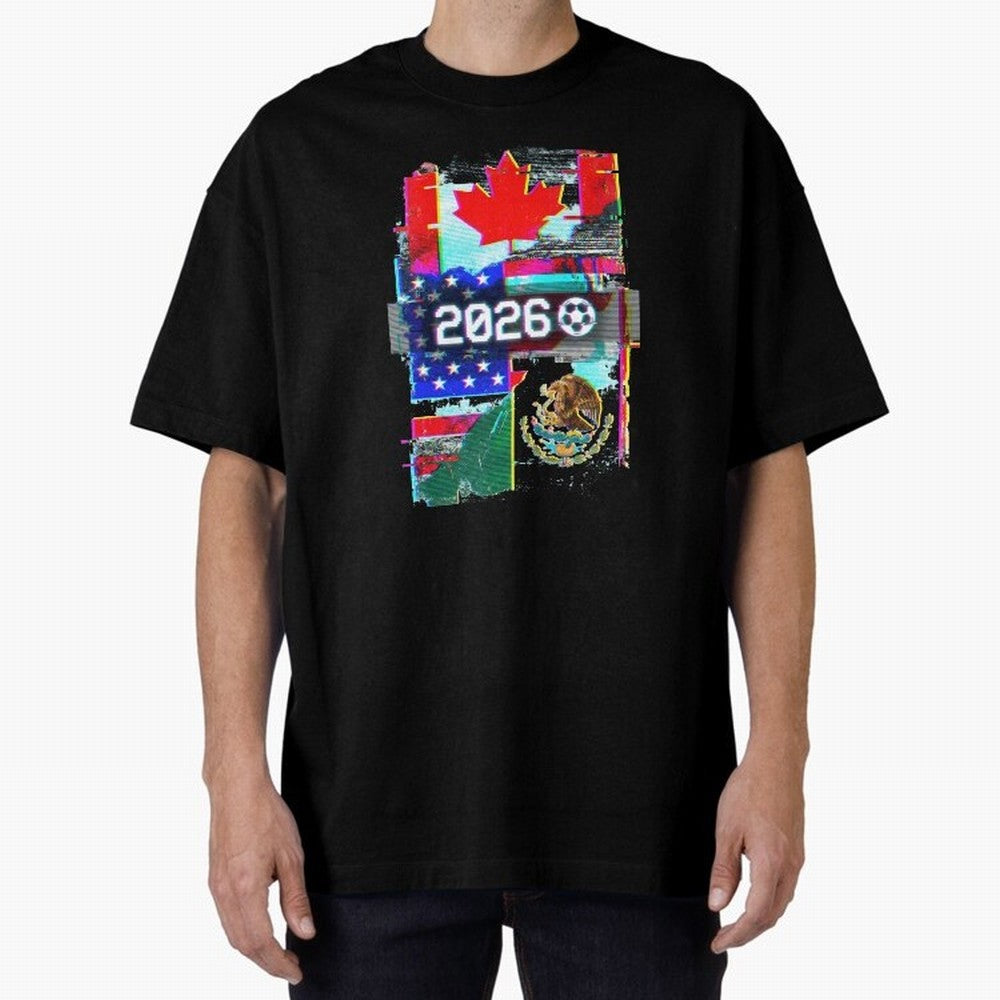 Glitched United 2026 - North America Tournament Emblem Classic T-Shirt Bring Home Match Day Hype around FIFA World Cup 2026 USA Canada Mexico, Messi, Neymar and Mbappe, England, France and Netherlands, Sports Nostalgia, International Competition,