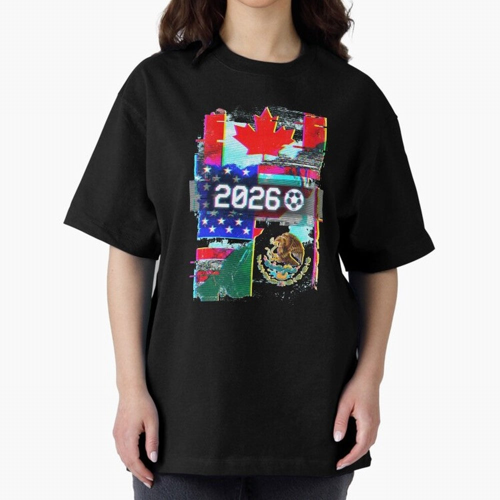 Glitched United 2026 - North America Tournament Emblem Classic T-Shirt Bring Home Match Day Hype around FIFA World Cup 2026 USA Canada Mexico, Messi, Neymar and Mbappe, England, France and Netherlands, Sports Nostalgia, International Competition,
