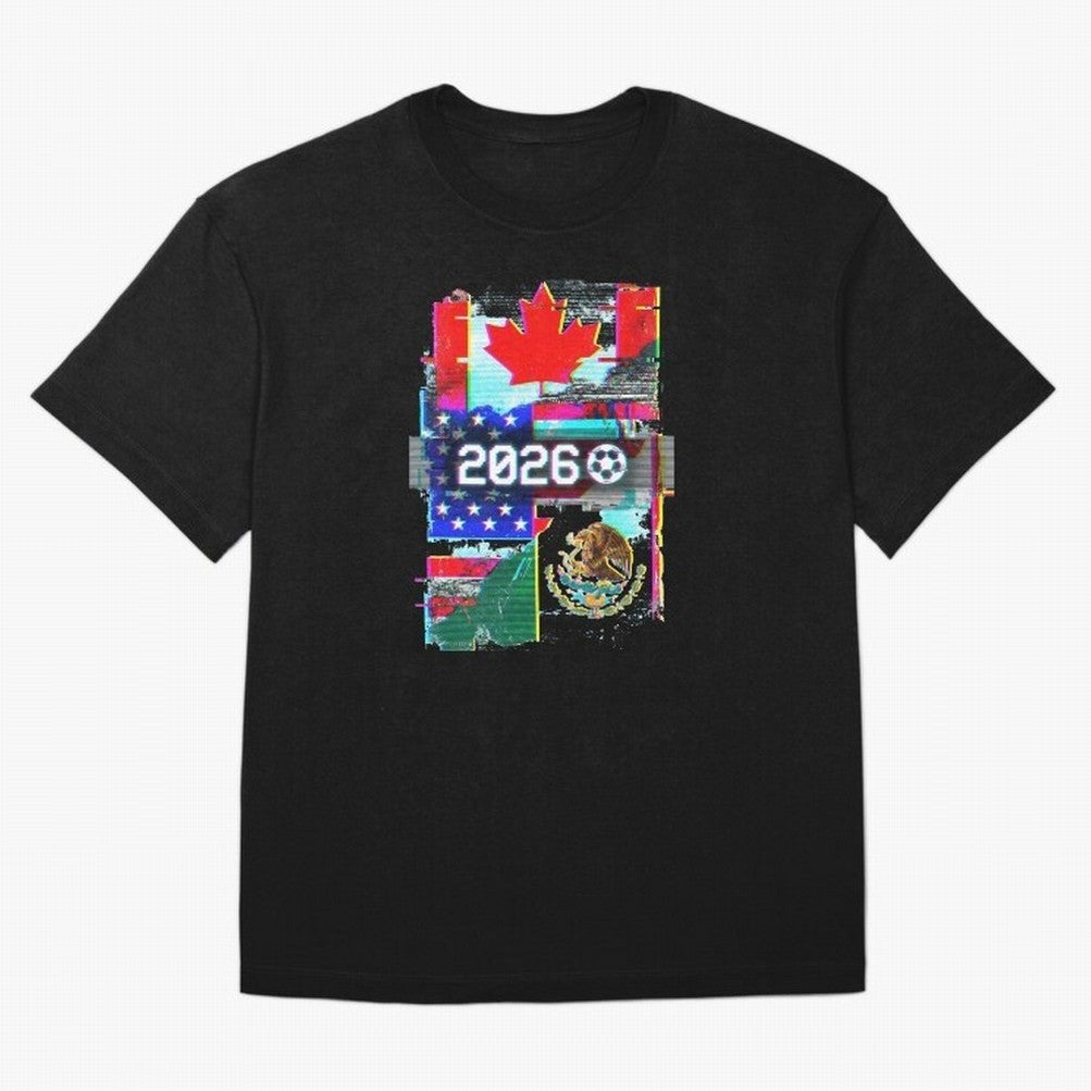 Glitched United 2026 - North America Tournament Emblem Classic T-Shirt Bring Home Match Day Hype around FIFA World Cup 2026 USA Canada Mexico, Messi, Neymar and Mbappe, England, France and Netherlands, Sports Nostalgia, International Competition,