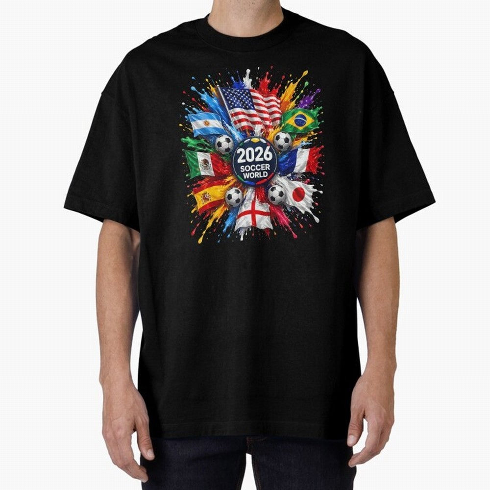 2026 Soccer World Championship Global Flags Paint Splash Sports Fan Graphic Classic T-Shirt Feel the Heartbeat of FIFA World Cup 2026 Group Stage for Fans of Neymar and Spain and Netherlands, Bringing Worldwide Fan Energy, Dramatic Goals, Stadium