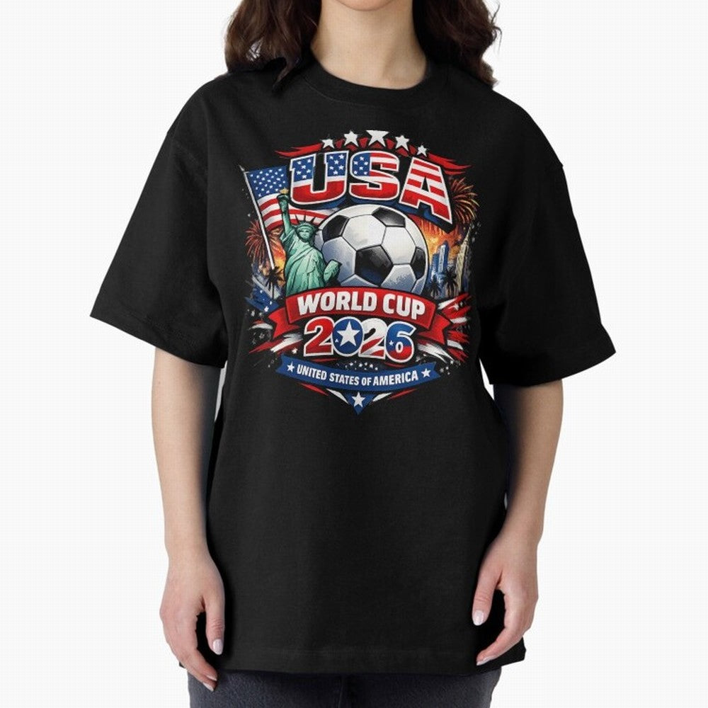 USA World Cup 2026 Soccer Graphic ¨C Patriotic Football Fan Art Classic T-Shirt Represent the Passion of FIFA World Cup 2026 USA Canada Mexico for Fans of CR7 and Argentina, Bringing Game Day Rituals, Football Legends, Country Pride and the Road to
