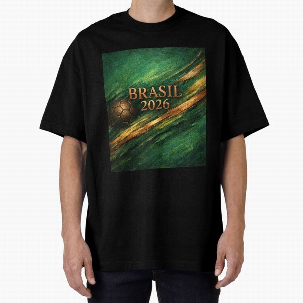 Brasil 2026 Soccer Theme Dark Green Classic T-Shirt Celebrate the Magic of the FIFA World Cup 2026 Group Stage Journey through Messi and Cristiano Ronaldo Highlights, Argentina, France and Brazil Pride, Championship Spirit, Famous Goals, Roaring