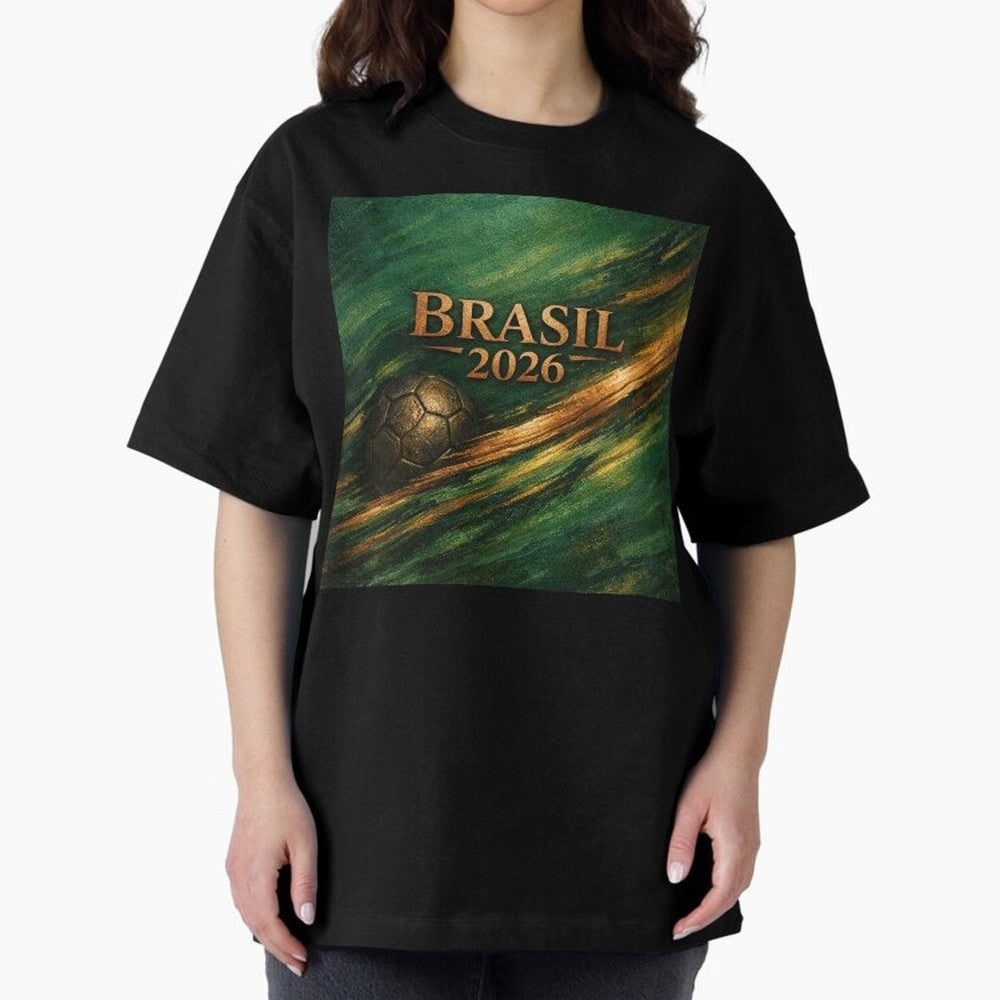 Brasil 2026 Soccer Theme Gold - Elegance Classic T-Shirt Back the Journey through FIFA World Cup 2026 Group Stage with Neymar, Haaland and Cristiano Ronaldo, Brazil Energy, Worldwide Fan Energy, Dramatic Goals, Stadium Lights and Championship