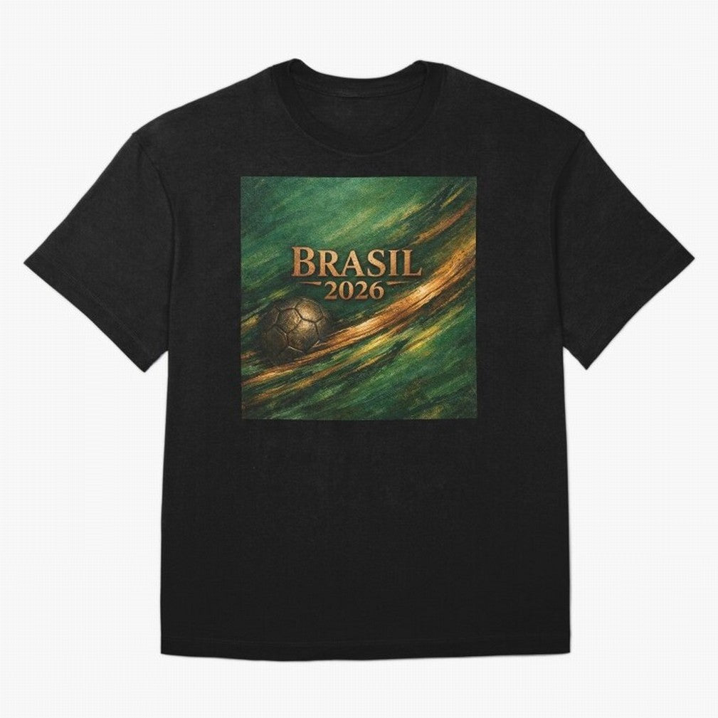 Brasil 2026 Soccer Theme Gold - Elegance Classic T-Shirt Back the Journey through FIFA World Cup 2026 Group Stage with Neymar, Haaland and Cristiano Ronaldo, Brazil Energy, Worldwide Fan Energy, Dramatic Goals, Stadium Lights and Championship