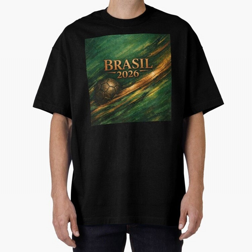 Brasil 2026 Soccer Theme Gold - Elegance Classic T-Shirt Back the Journey through FIFA World Cup 2026 Group Stage with Neymar, Haaland and Cristiano Ronaldo, Brazil Energy, Worldwide Fan Energy, Dramatic Goals, Stadium Lights and Championship