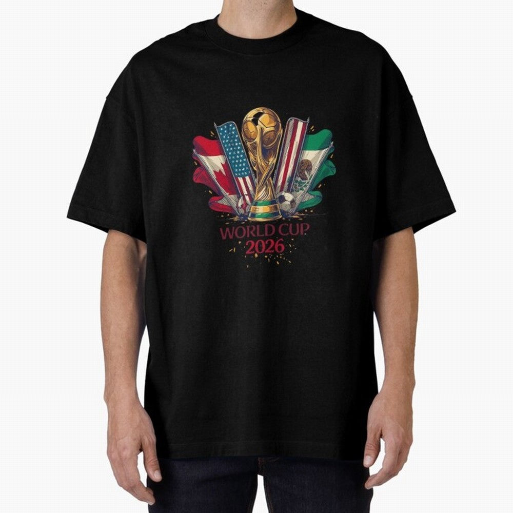 Host Trio Flags Banner Trophy Classic T-Shirt Show Your Stadium Side during FIFA World Cup 2026 for Fans of Messi, CR7 and Mbappe and Argentina, France and Brazil, Bringing Stadium Memories, Football Loyalty, International Chants and Championship